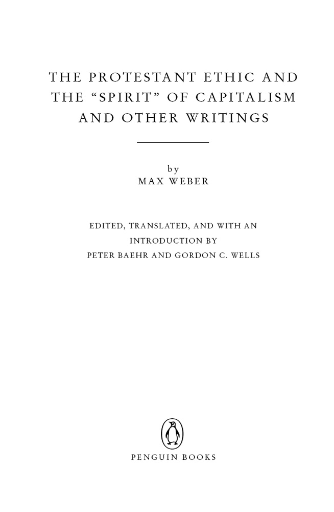 The Protestant Ethic and the Spirit of Capitalism