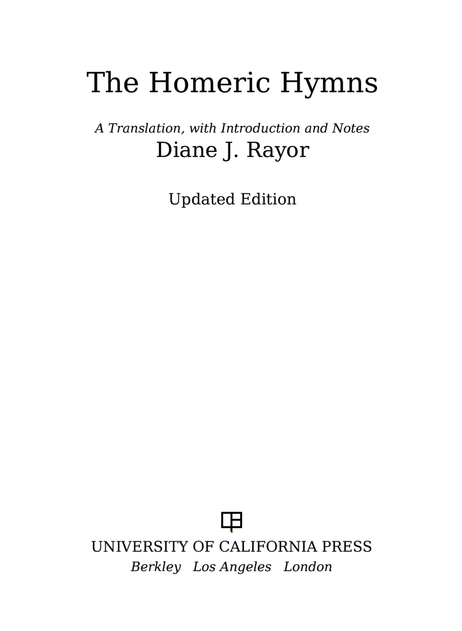 The Homeric Hymns